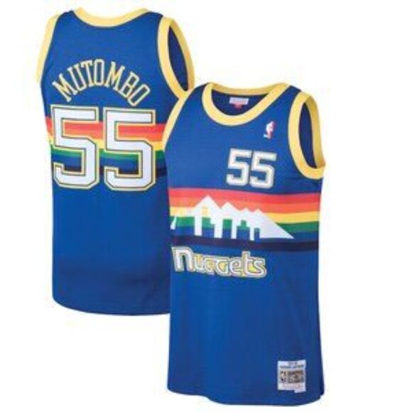 Mens Dikembe Mutombo Blue Stitched Jersey